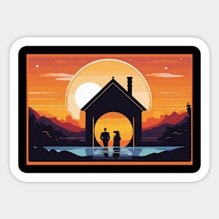 "Conquering Shadows: A Sunset Portrait of Resilience" Sticker